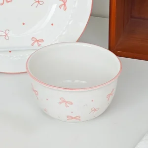 จานชามเซรามิค Rosy Bow Sweet ชาม 4.5 นิ้ว-สีขาว