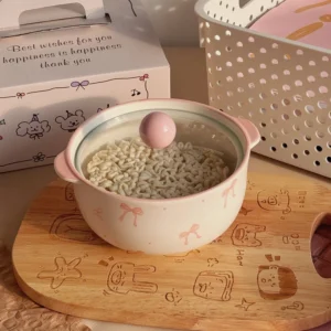 จานชามเซรามิค Rosy Bow Sweet ชาม 6 นิ้ว-สีขาว